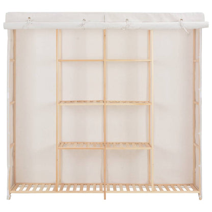 vidaXL Wardrobe | White | Cotton and Polyester fabric, Solid fir wood 2