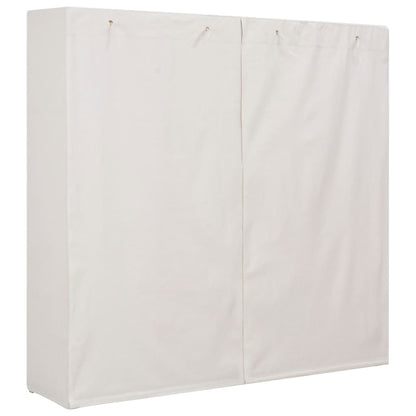 vidaXL Wardrobe | White | Cotton and Polyester fabric, Solid fir wood 3