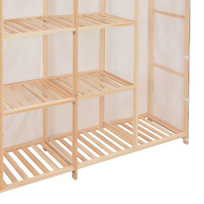 vidaXL Wardrobe | White | Cotton and Polyester fabric, Solid fir wood 4