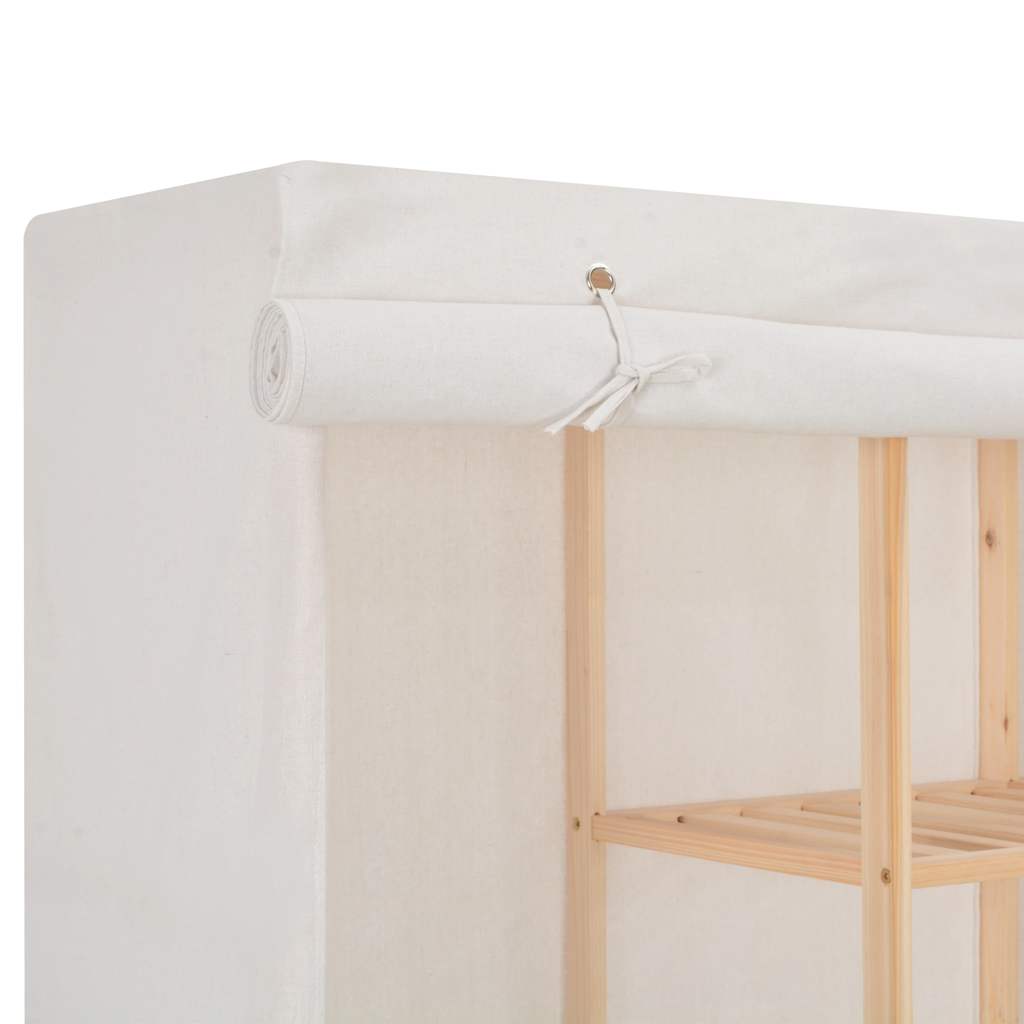 vidaXL Wardrobe | White | Cotton and Polyester fabric, Solid fir wood 5