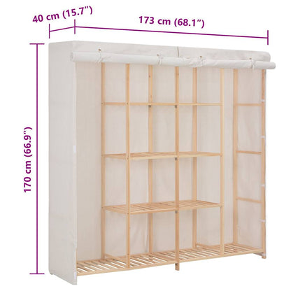vidaXL Wardrobe | White | Cotton and Polyester fabric, Solid fir wood 6