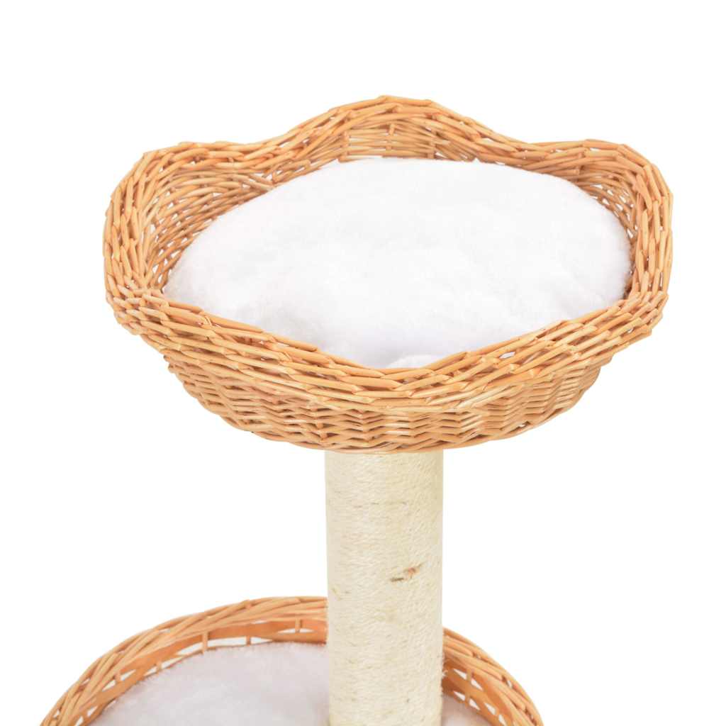 170728 vidaXL Cat Tree with Sisal Scratching Post Natural Willow Wood 4
