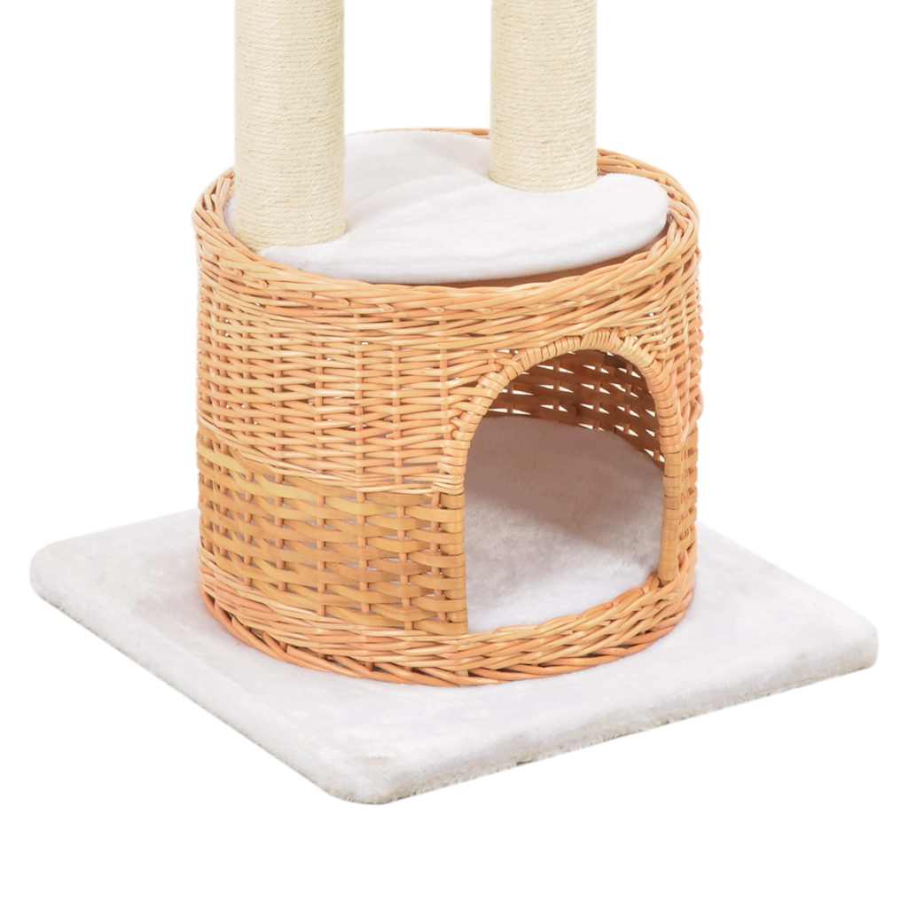 170728 vidaXL Cat Tree with Sisal Scratching Post Natural Willow Wood 5