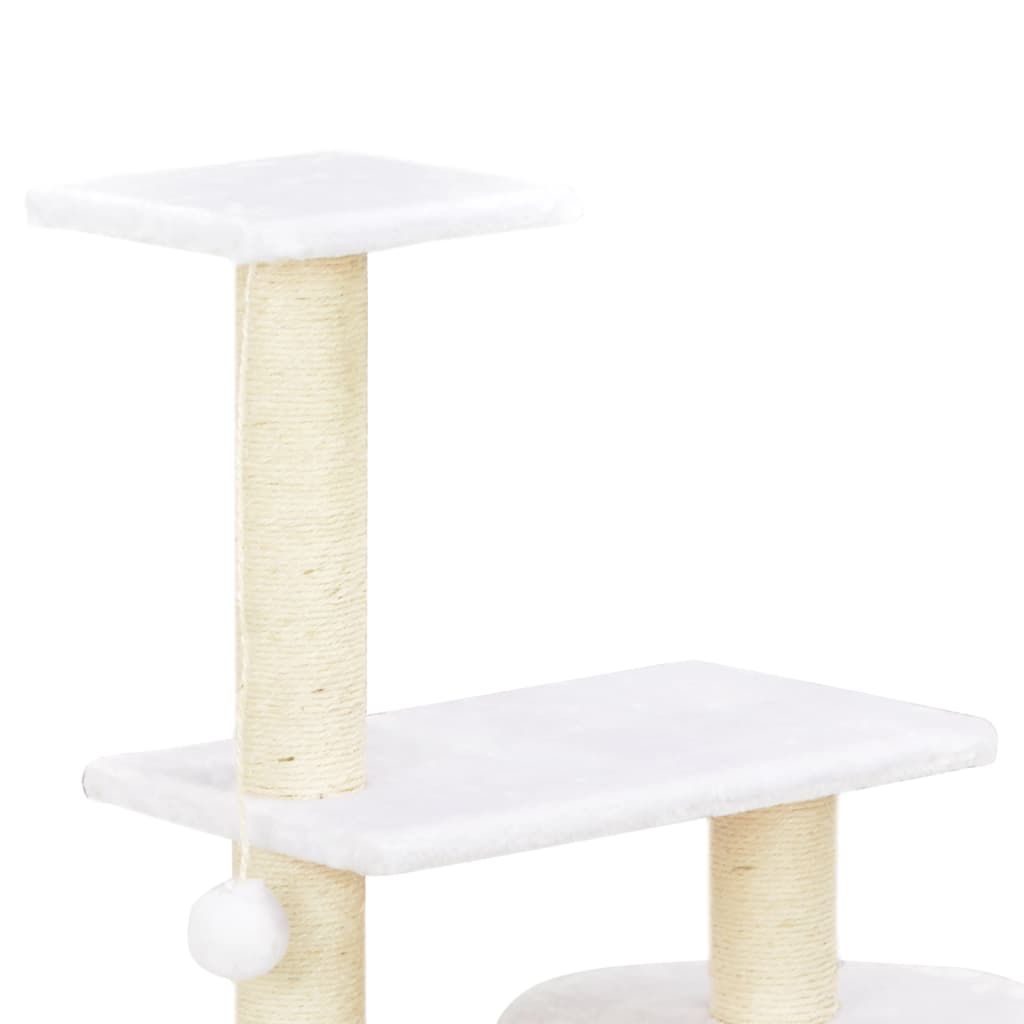 vidaXL Cat Tree | Natural, White | Seagrass, Soft Plush, Sisal Rope | Medium 4