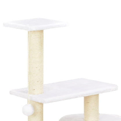 vidaXL Cat Tree | Natural, White | Seagrass, Soft Plush, Sisal Rope | Medium 4