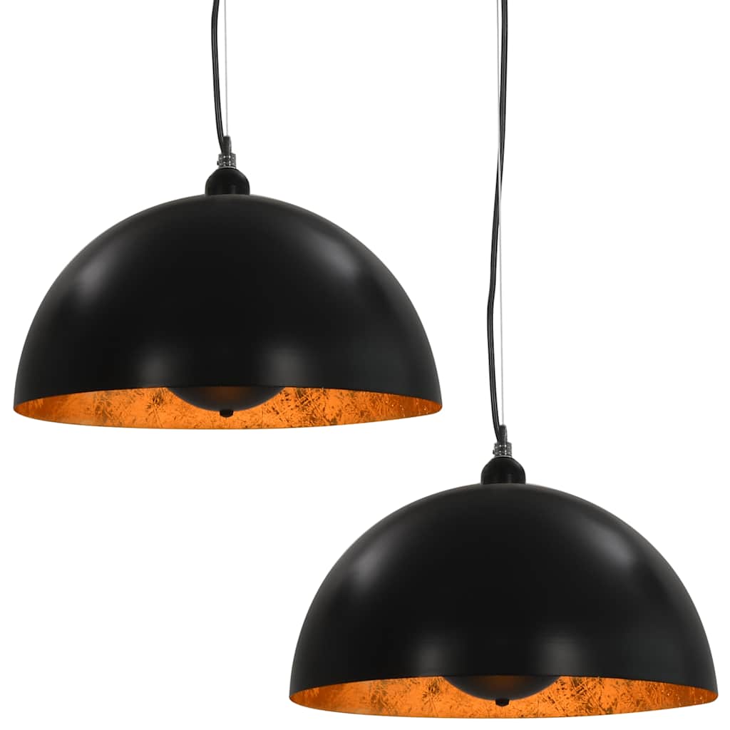 vidaXL Ceiling Lamp | Set of 2 | Black and Gold | Metal | Medium | Modern 2