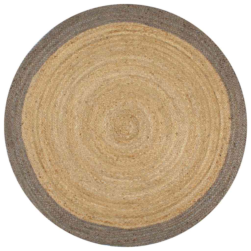 vidaXL Handmade Rug Jute with Grey Border 120 cm 1