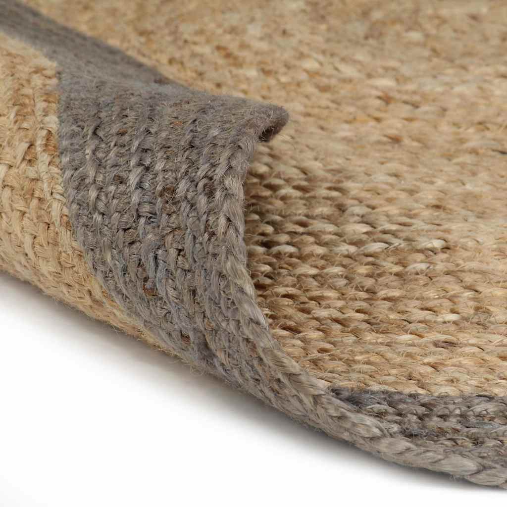 vidaXL Handmade Rug Jute with Grey Border 120 cm 2