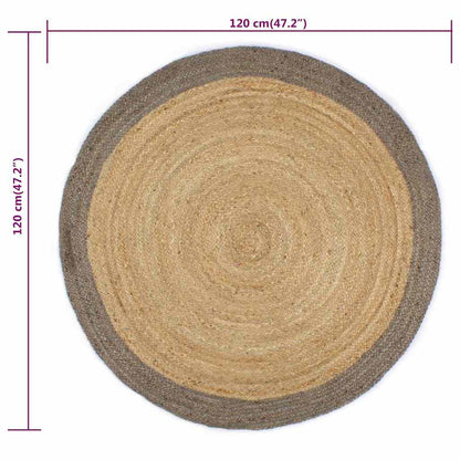 vidaXL Handmade Rug Jute with Grey Border 120 cm 6