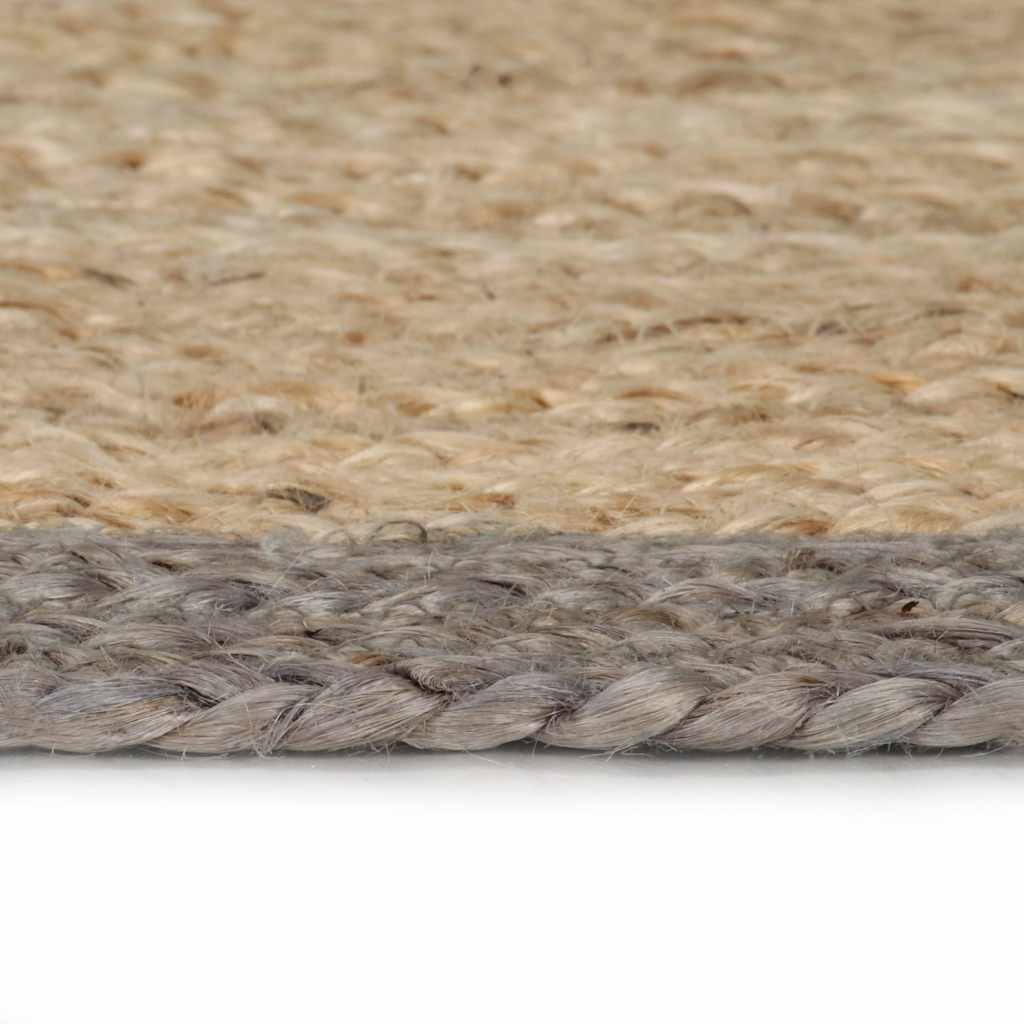 vidaXL Area Rug | Natural and grey | Braided jute | 150 cm diameter | Durable 3