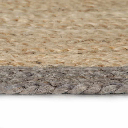 vidaXL Area Rug | Natural and grey | Braided jute | 150 cm diameter | Durable 3