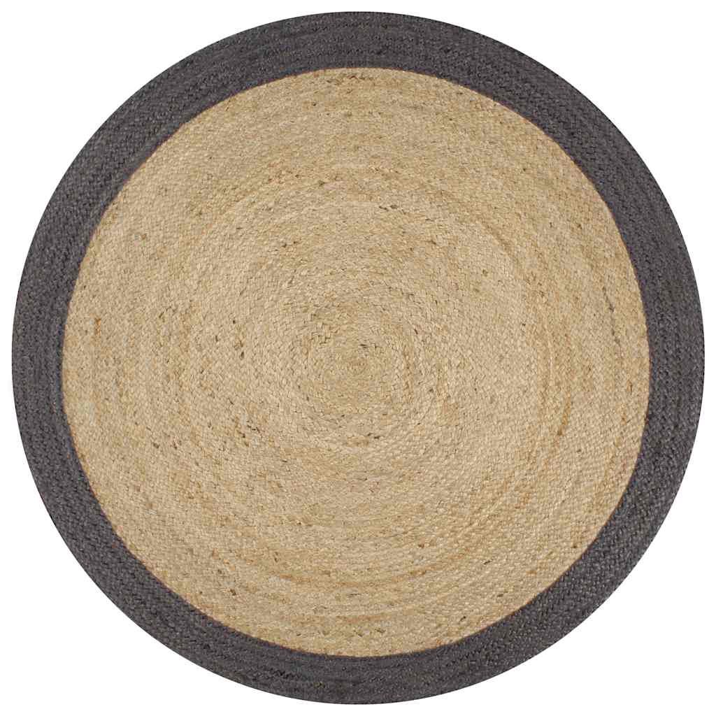 vidaXL Area Rug | Natural and dark grey | Braided jute | 150 cm diameter 1