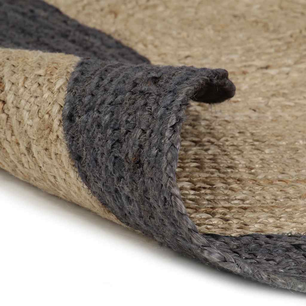 vidaXL Area Rug | Natural and dark grey | Braided jute | 150 cm diameter 2