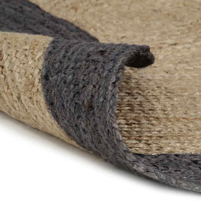 vidaXL Area Rug | Natural and dark grey | Braided jute | 150 cm diameter 2