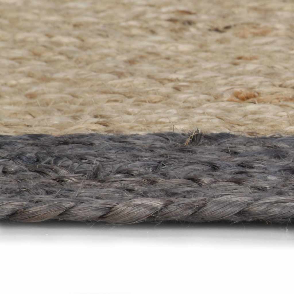 vidaXL Area Rug | Natural and dark grey | Braided jute | 150 cm diameter 3