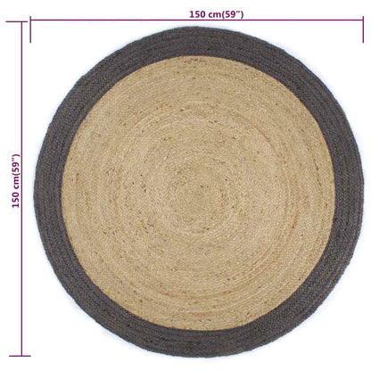 vidaXL Area Rug | Natural and dark grey | Braided jute | 150 cm diameter 6