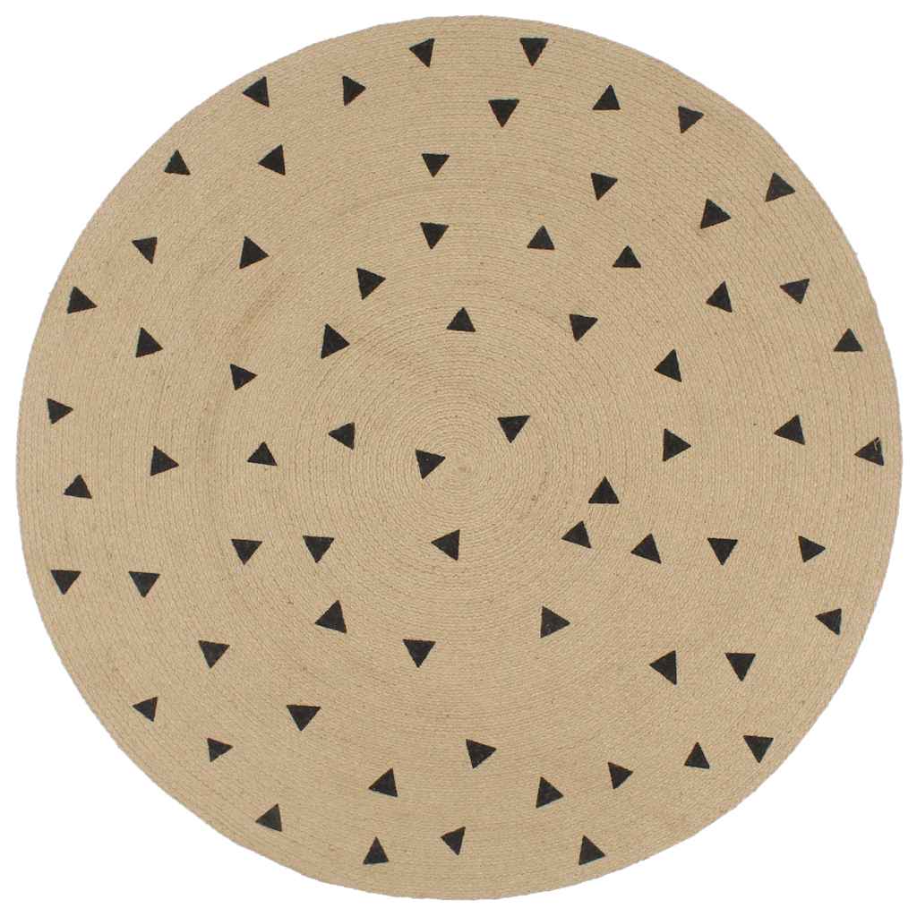 vidaXL Handmade Rug Jute with Triangle Print 150 cm 1