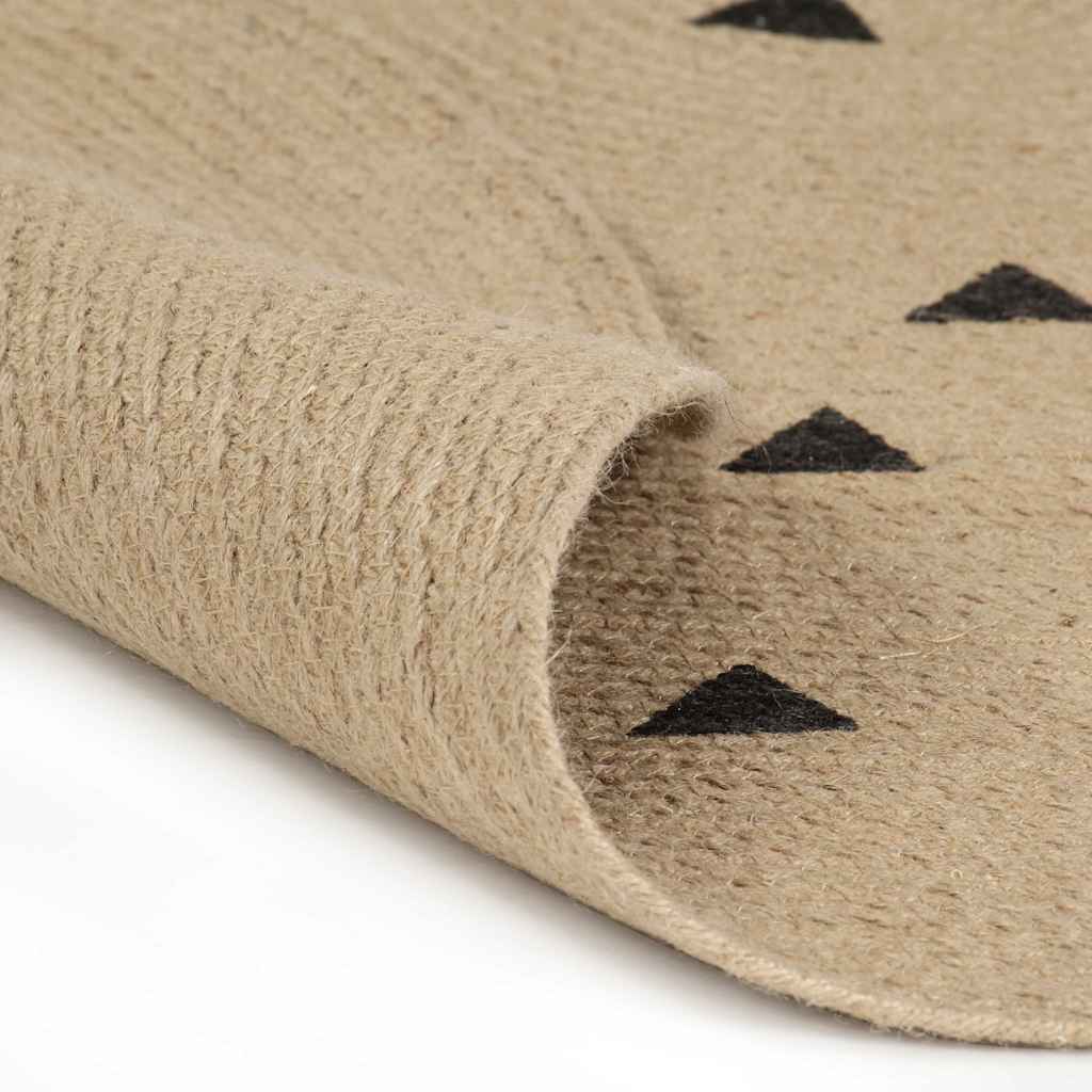 vidaXL Handmade Rug Jute with Triangle Print 150 cm 2