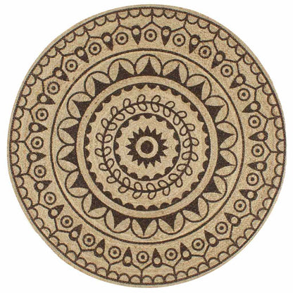 vidaXL Area Rug | Natural and dark brown | Jute | 150 cm | Durable | Area Rug 1