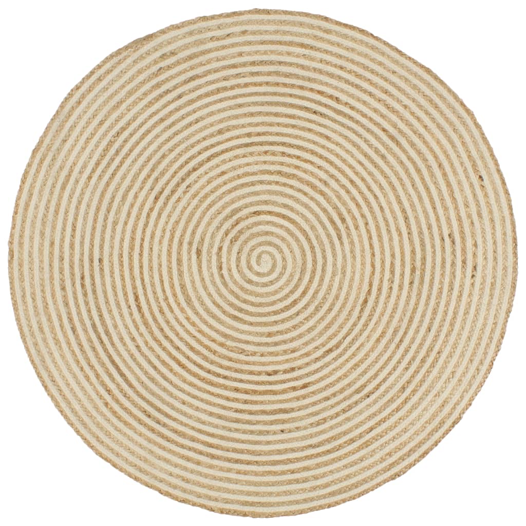 vidaXL Area Rug | Natural and white spiral design | 50% jute, 50% cotton 1