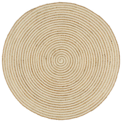 vidaXL Area Rug | Natural and white spiral design | 50% jute, 50% cotton 1