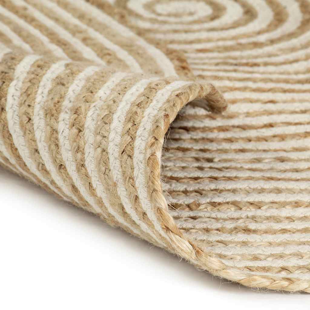 vidaXL Area Rug | Natural and white spiral design | 50% jute, 50% cotton 2