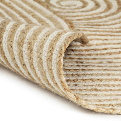 vidaXL Area Rug | Natural and white spiral design | 50% jute, 50% cotton 2