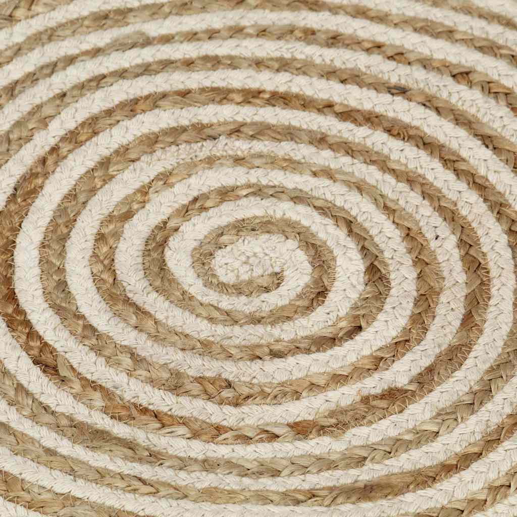 vidaXL Area Rug | Natural and white spiral design | 50% jute, 50% cotton 4