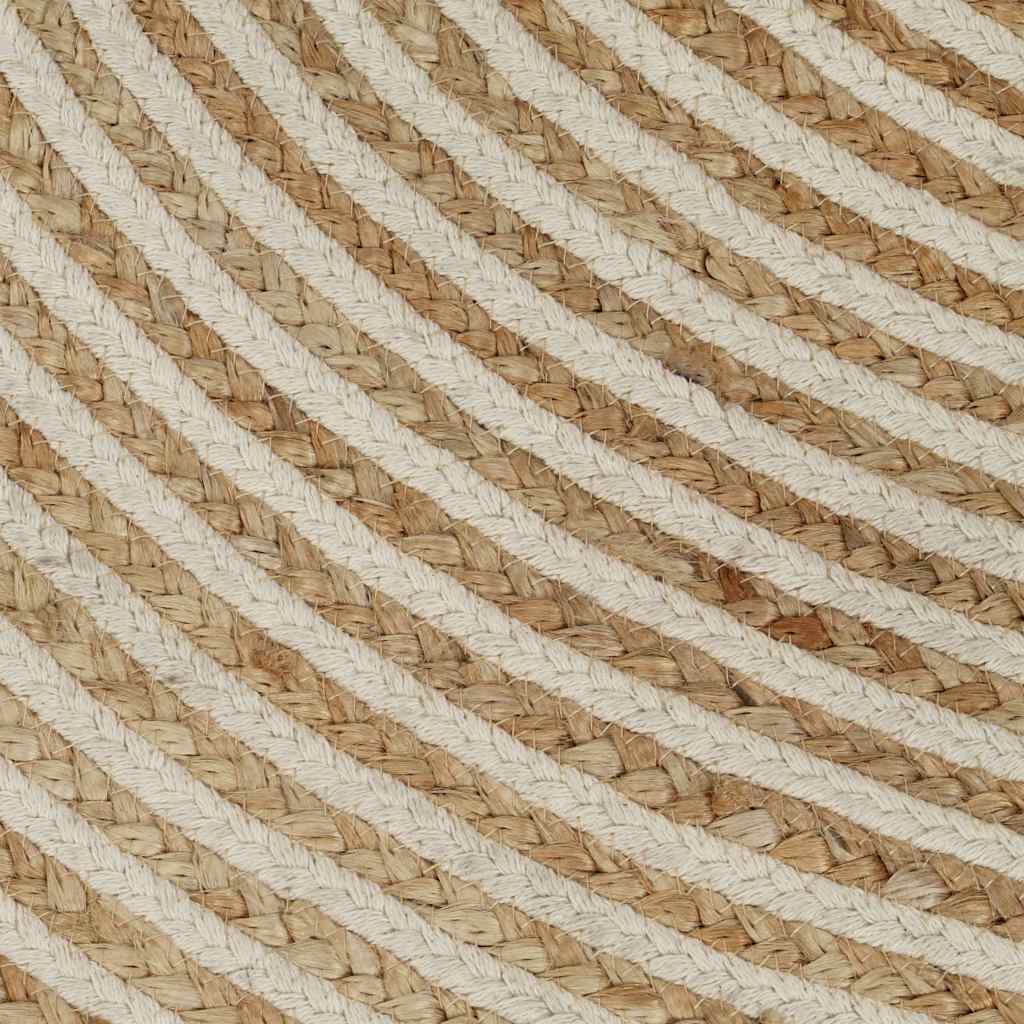 vidaXL Area Rug | Natural and white spiral design | 50% jute, 50% cotton 5