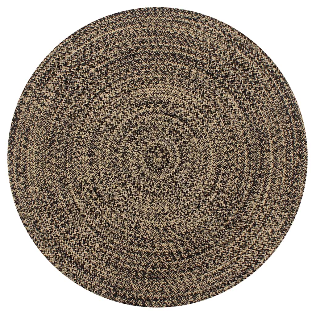 vidaXL Handmade Rug Jute Black and Natural 150 cm 1