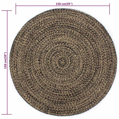 vidaXL Handmade Rug Jute Black and Natural 150 cm 5