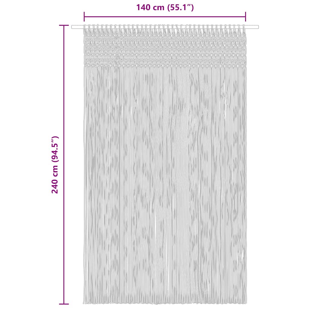 vidaXL Macrame Curtain 140x240 cm Cotton 6