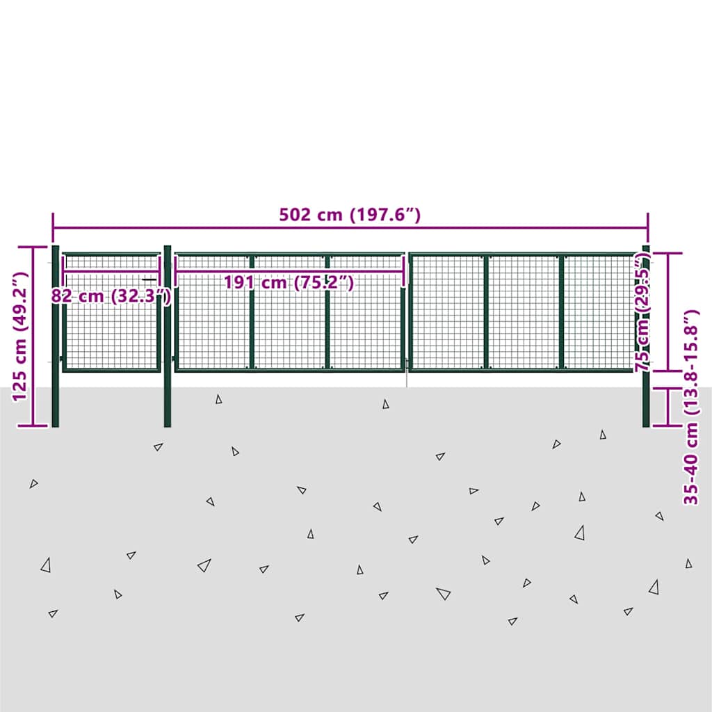 Garden Gate Steel Green 500 cm 75 cm