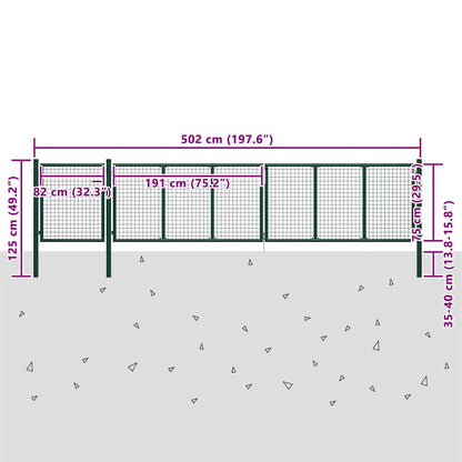 Garden Gate Steel Green 500 cm 75 cm