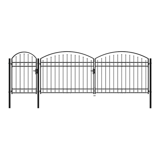 Garden Fence Gate Arched Top ASSEN Steel Black