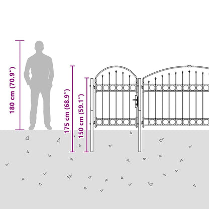 Garden Fence Gate with Arched Top ASSEN Steel Black 5 m 1.25 m