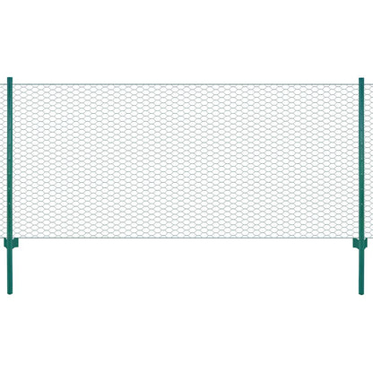 vidaXL Wire Mesh Fence with Posts Steel 25x0.5 m Green 1