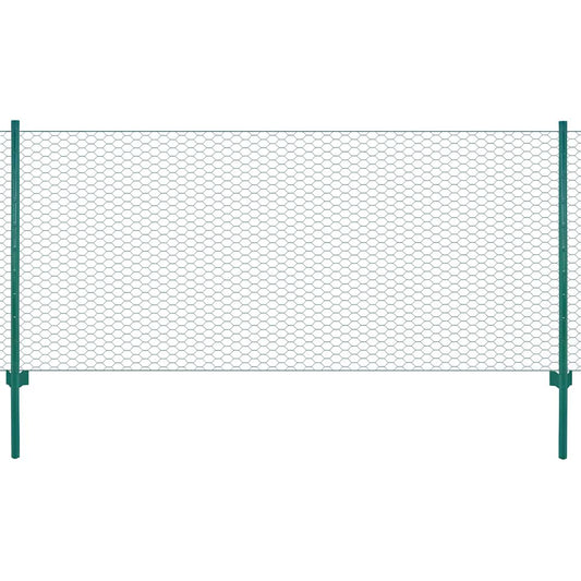 Wire Mesh Fence with Posts Steel 25x1 m Green 0.5 m 13 mm