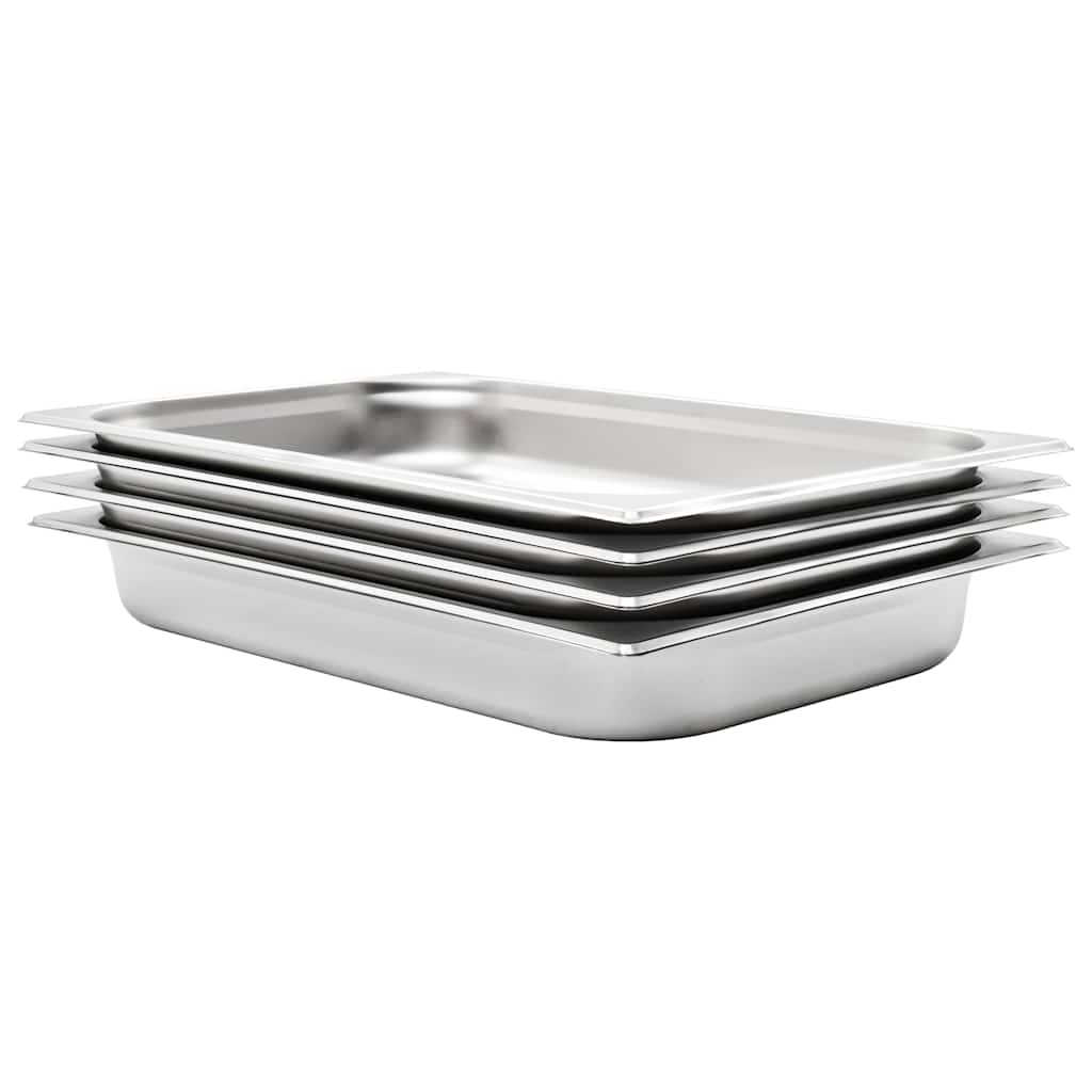 vidaXL Gastronorm Containers 4 pcs GN 1/1 65 mm Stainless Steel 1