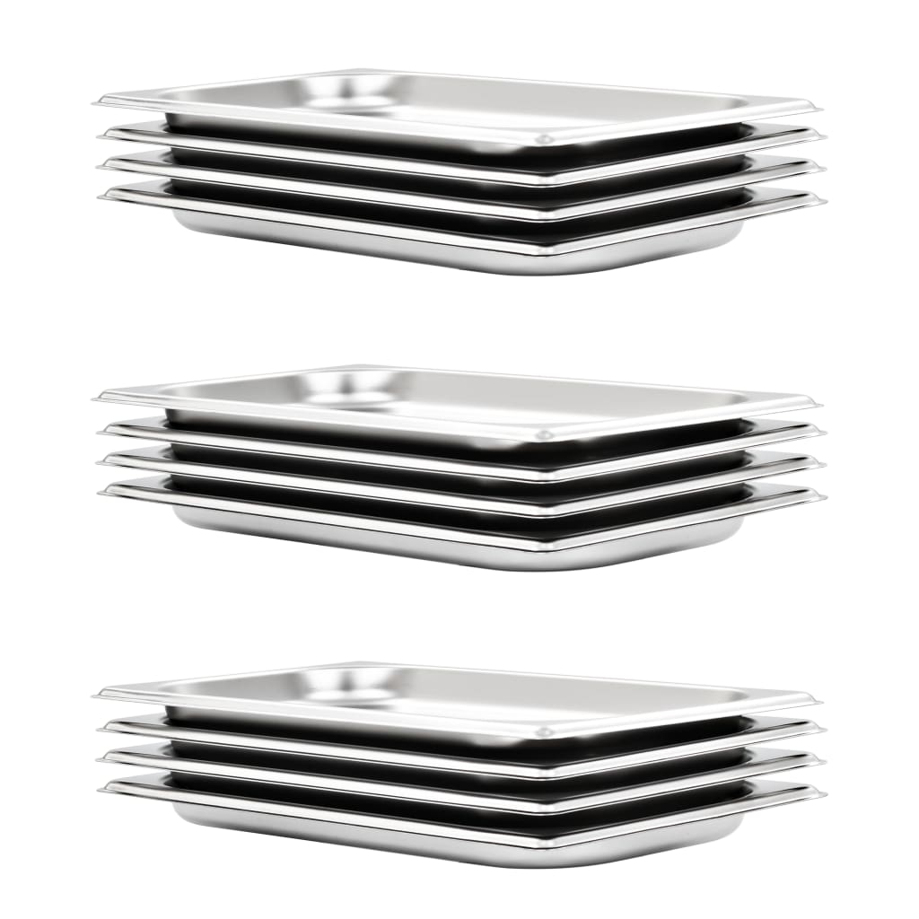 vidaXL Gastronorm Containers 12 pcs GN 1/3 20 mm Stainless Steel 1