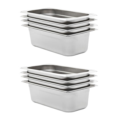 vidaXL Gastronorm Containers 8 pcs GN 1/3 100 mm Stainless Steel 1