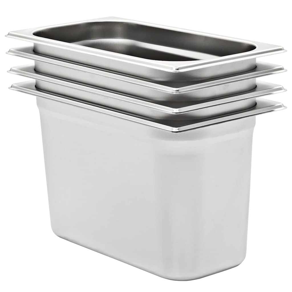 vidaXL Gastronorm Containers 4 pcs GN 1/3 200 mm Stainless Steel 1