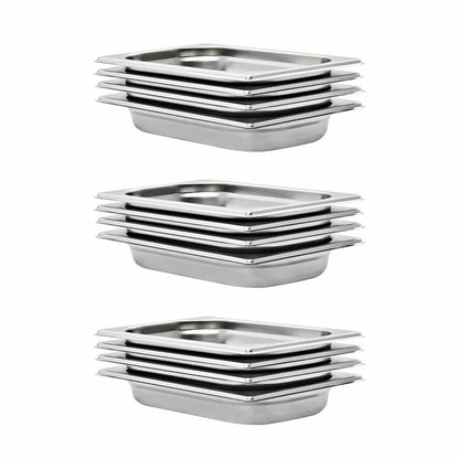 vidaXL Gastronorm Containers 12 pcs GN 1/4 40 mm Stainless Steel 1