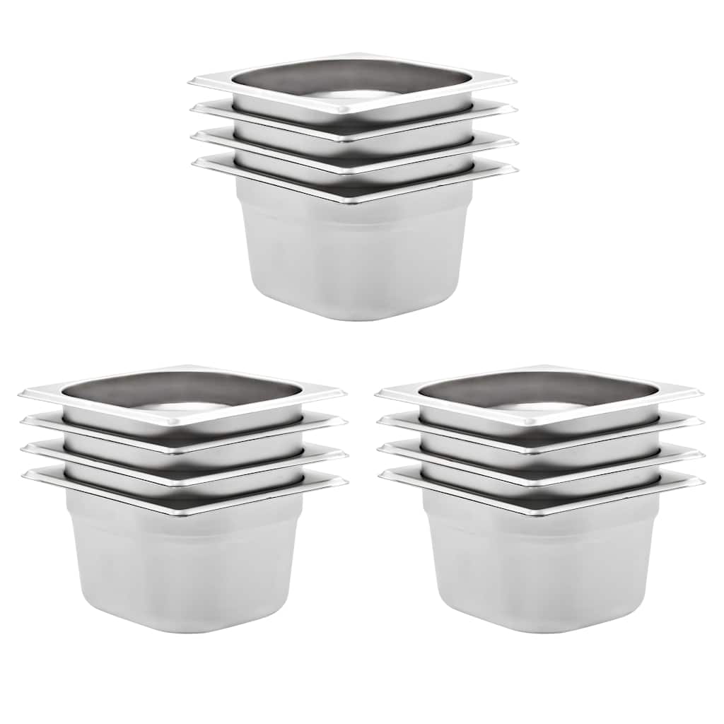 vidaXL Gastronorm Containers 12 pcs GN 1/6 100 mm Stainless Steel 1