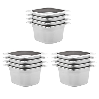 vidaXL Gastronorm Containers 12 pcs GN 1/6 100 mm Stainless Steel 1