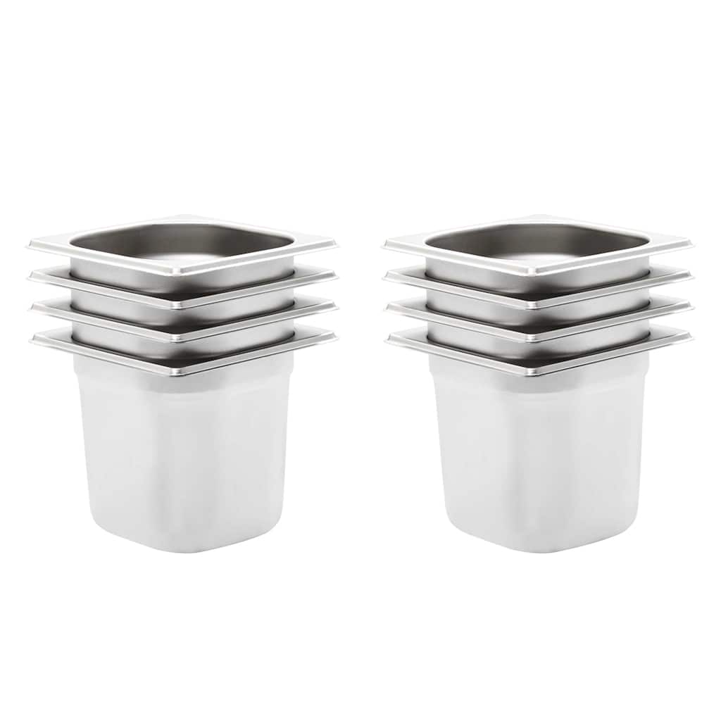 vidaXL Gastronorm Containers 8 pcs GN 1/6 150 mm Stainless Steel 1