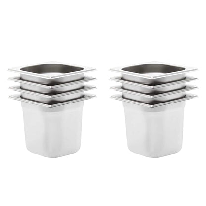 vidaXL Gastronorm Containers 8 pcs GN 1/6 150 mm Stainless Steel 1