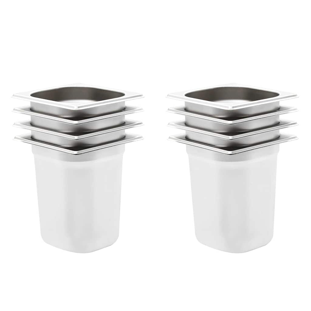 vidaXL Gastronorm Containers 8 pcs GN 1/6 200 mm Stainless Steel 1