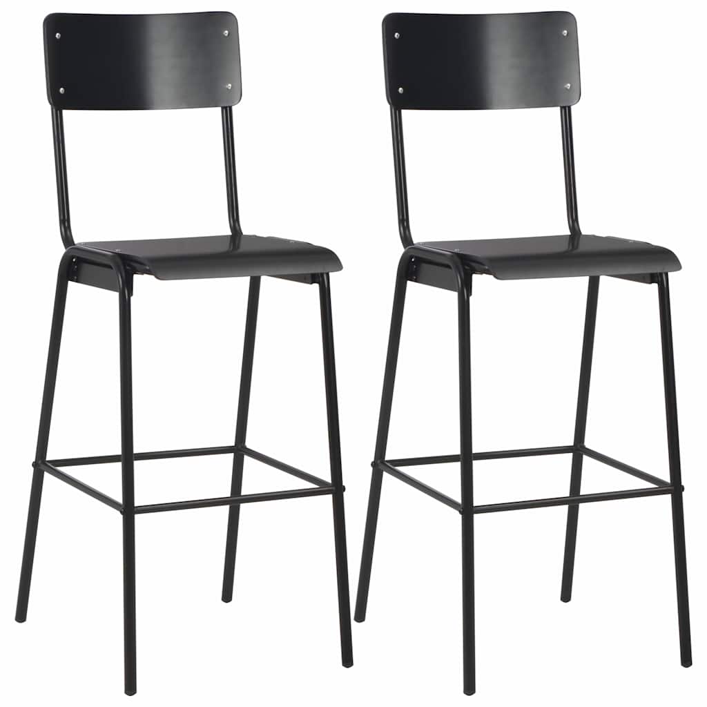 Bar Stools Solid Plywood Steel Black 2
