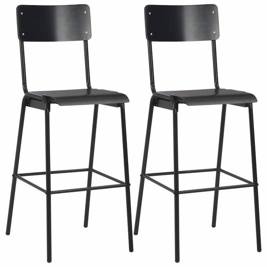 Bar Stools Solid Plywood Steel Black 2